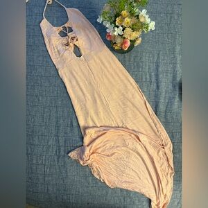 Halter neck lace tie front maxi dress